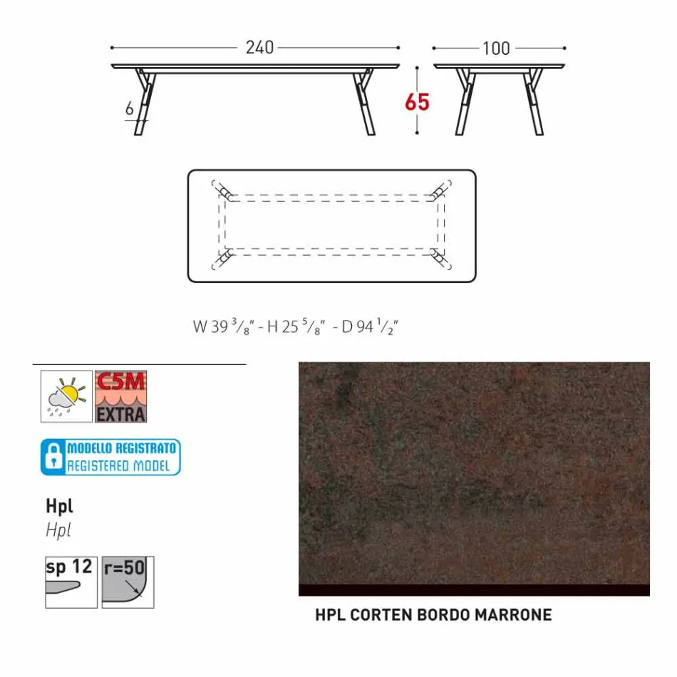 mesa Varaschin Enlace con patas de madera de teca, H 65 cm viadurini