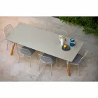 mesa Varaschin Enlace con patas de madera de teca, H 65 cm viadurini