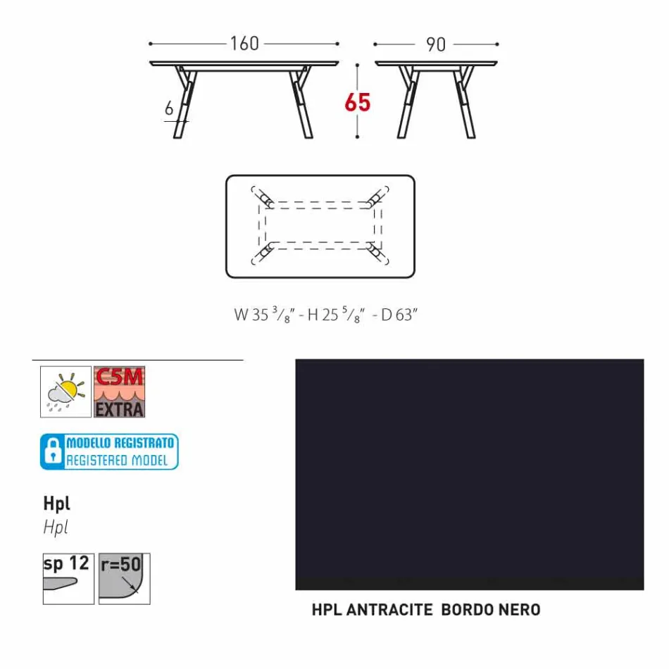mesa Varaschin Enlace con patas de madera de teca, H 75 cm viadurini