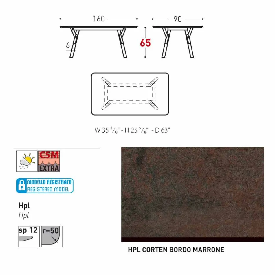 mesa Varaschin Enlace con patas de madera de teca, H 75 cm viadurini