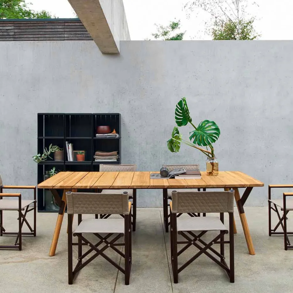 Varaschin Enlace madera de teca de comedor mesa de jardín H 75 cm viadurini