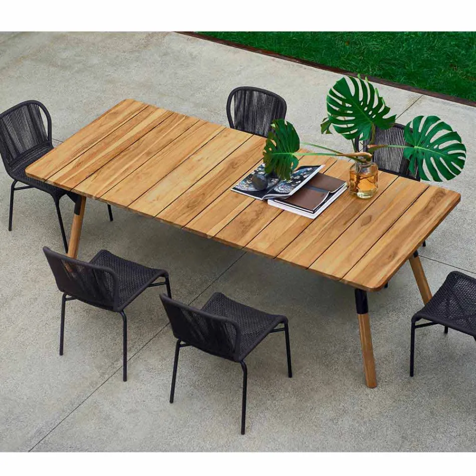 Varaschin Enlace madera de teca de comedor mesa de jardín H 75 cm viadurini