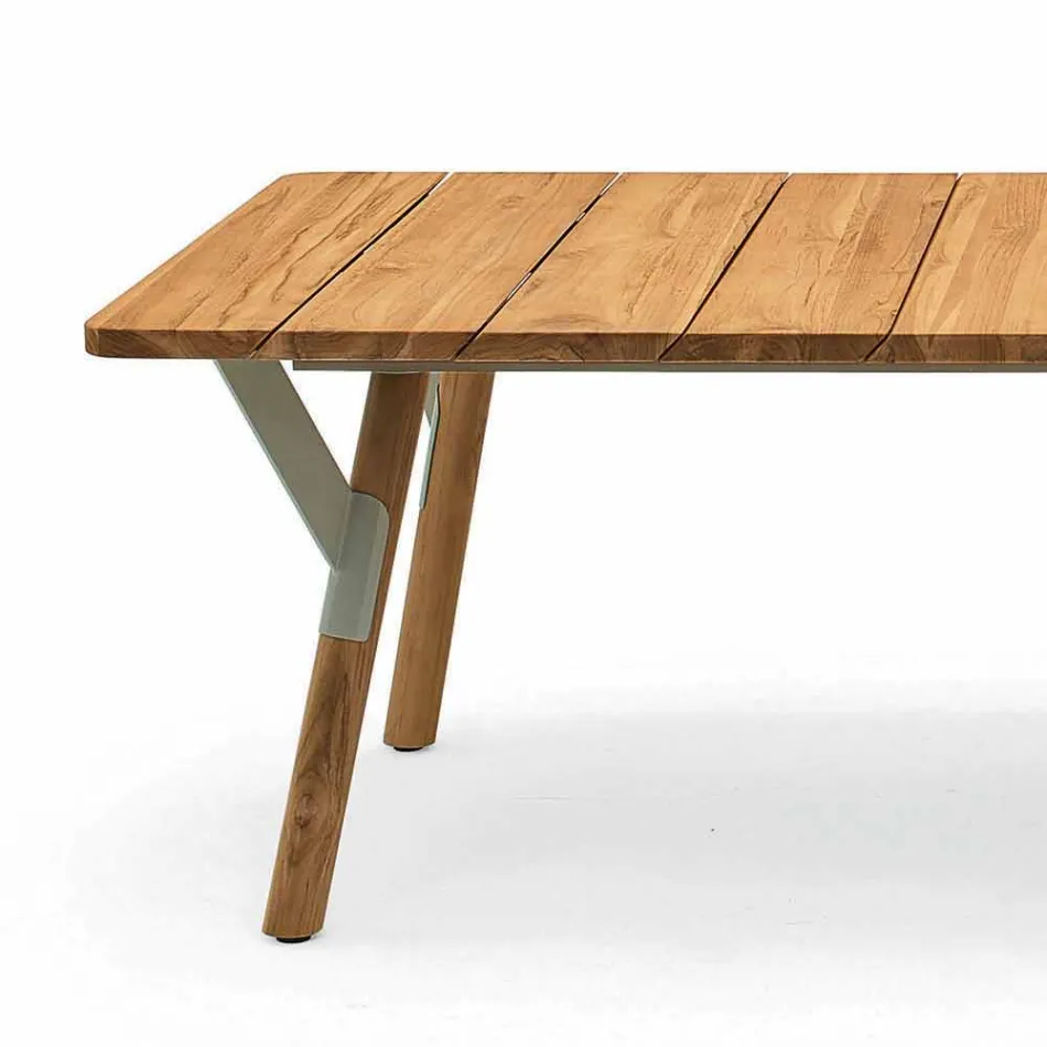 Varaschin Enlace madera de teca de comedor mesa de jardín H 75 cm viadurini
