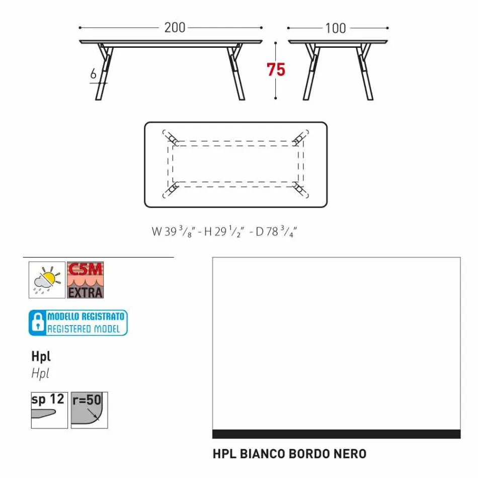 Varaschin Enlace Fijo jardín mesa de comedor o cubierta H 75 cm viadurini