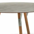 Varaschin enlace Ronda de mesa al aire libre con patas de madera de teca, 65 cm H viadurini