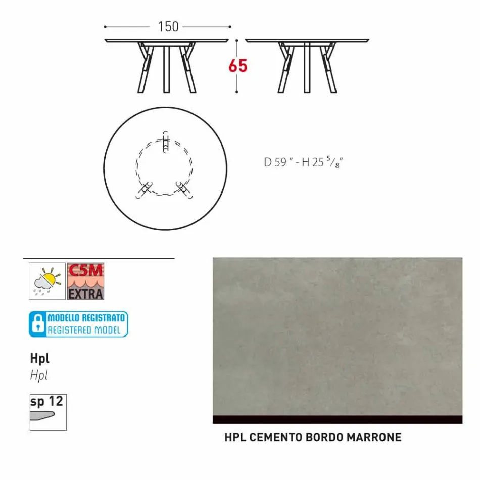 Varaschin mesa redonda Enlaces por el diseño moderno interior / exterior, H 65 cm viadurini