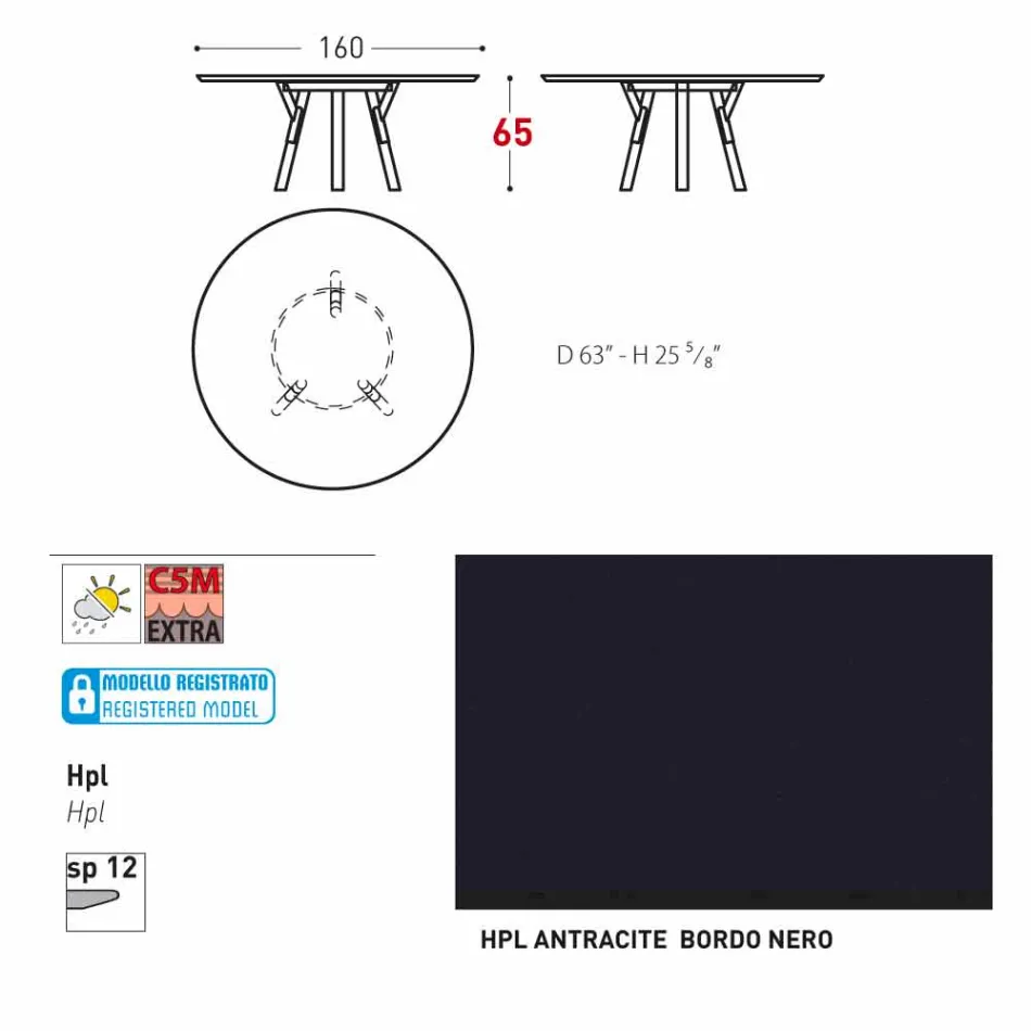 Varaschin mesa redonda Enlaces por el diseño moderno interior / exterior, H 65 cm viadurini