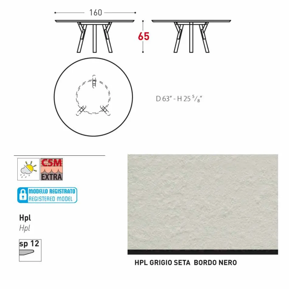 Varaschin mesa redonda Enlaces por el diseño moderno interior / exterior, H 65 cm viadurini