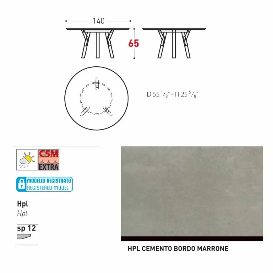 Varaschin mesa redonda Enlaces por el diseño moderno interior / exterior, H 65 cm viadurini