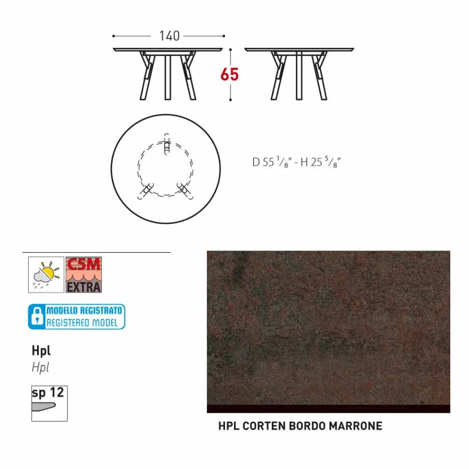 Varaschin mesa redonda Enlaces por el diseño moderno interior / exterior, H 65 cm viadurini