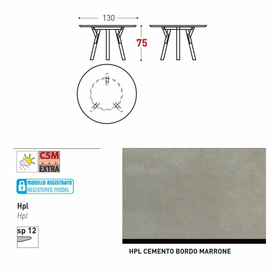 Varaschin Enlaces Mesa redonda diseño moderno jardín, H 75 cm viadurini