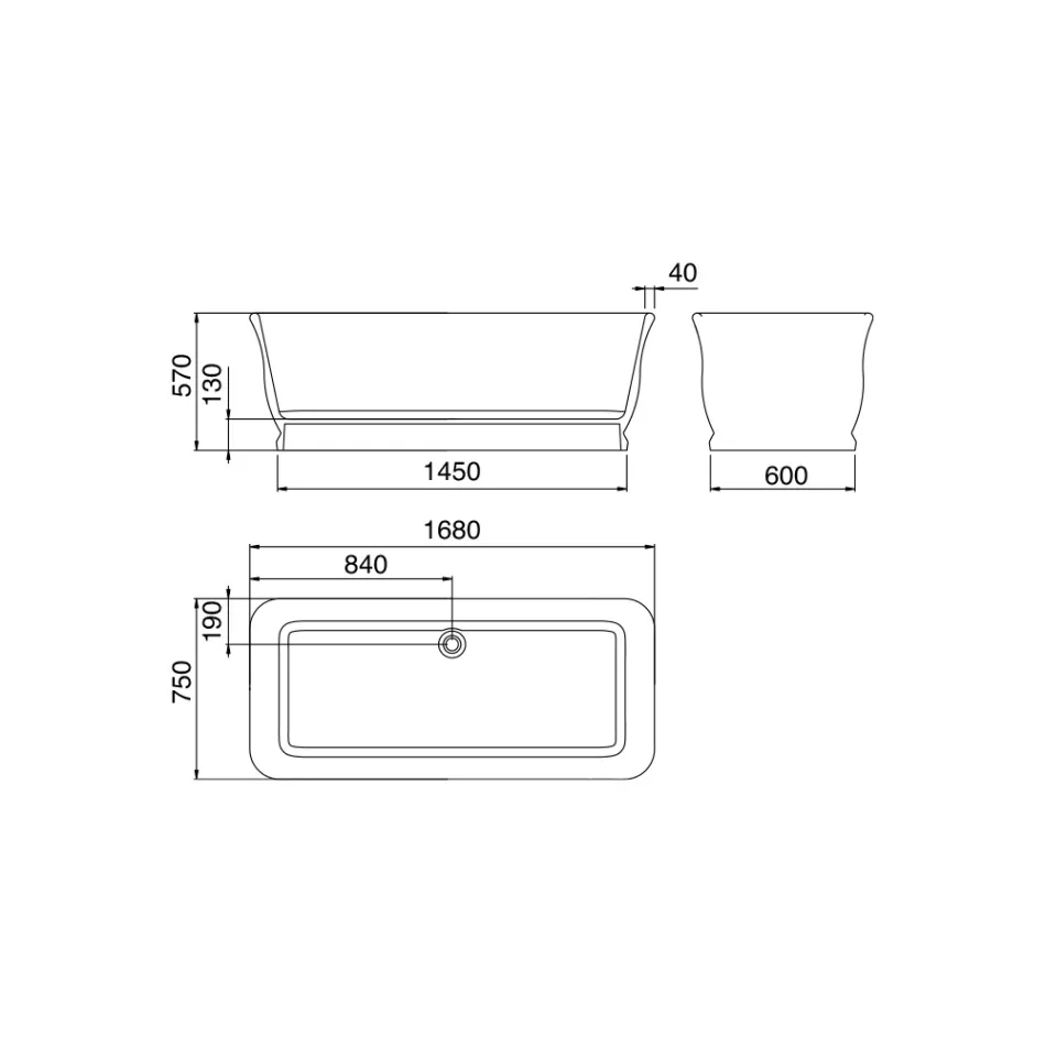 Bañera independiente blanca en superficie sólida Made in Italy - Cleopatra viadurini