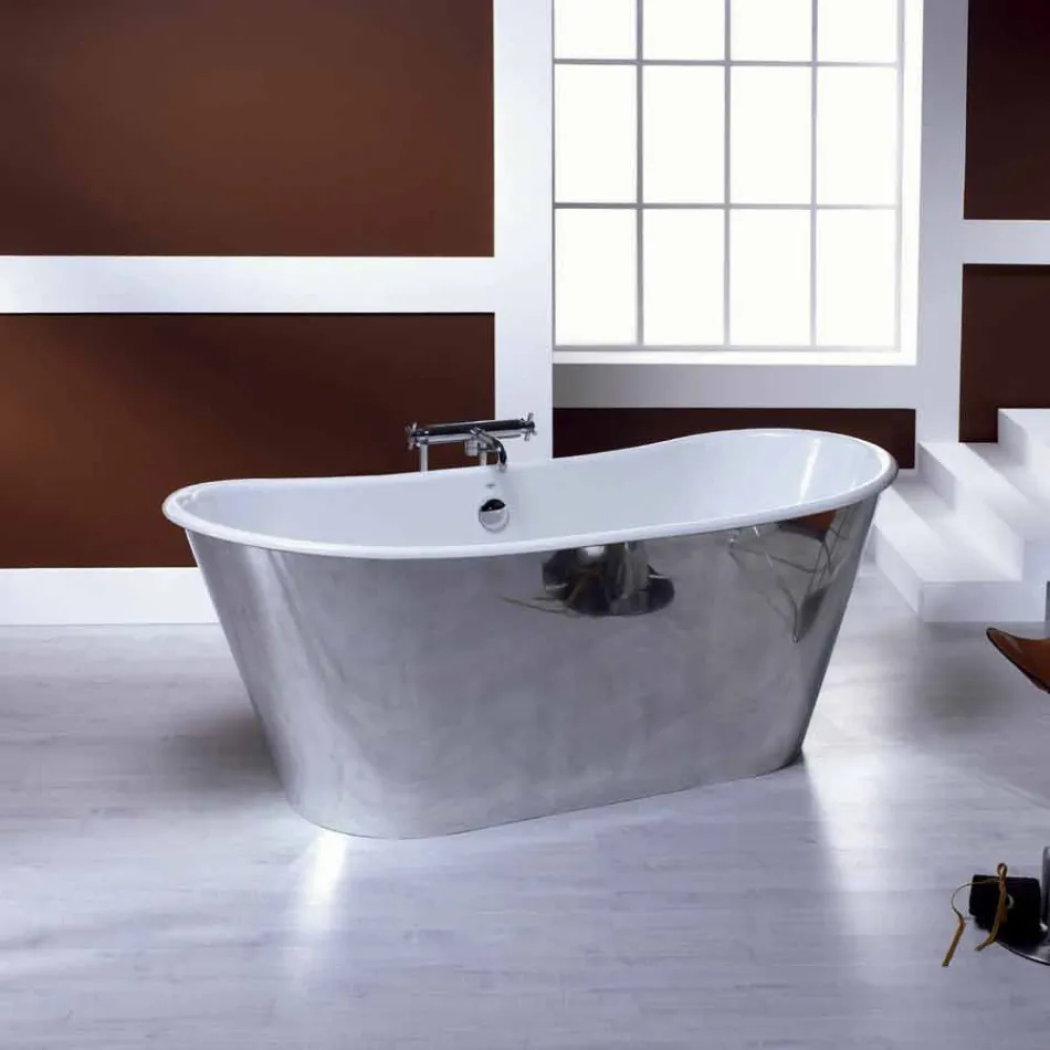 Bañera independiente chapado en aluminio fundido Ida viadurini