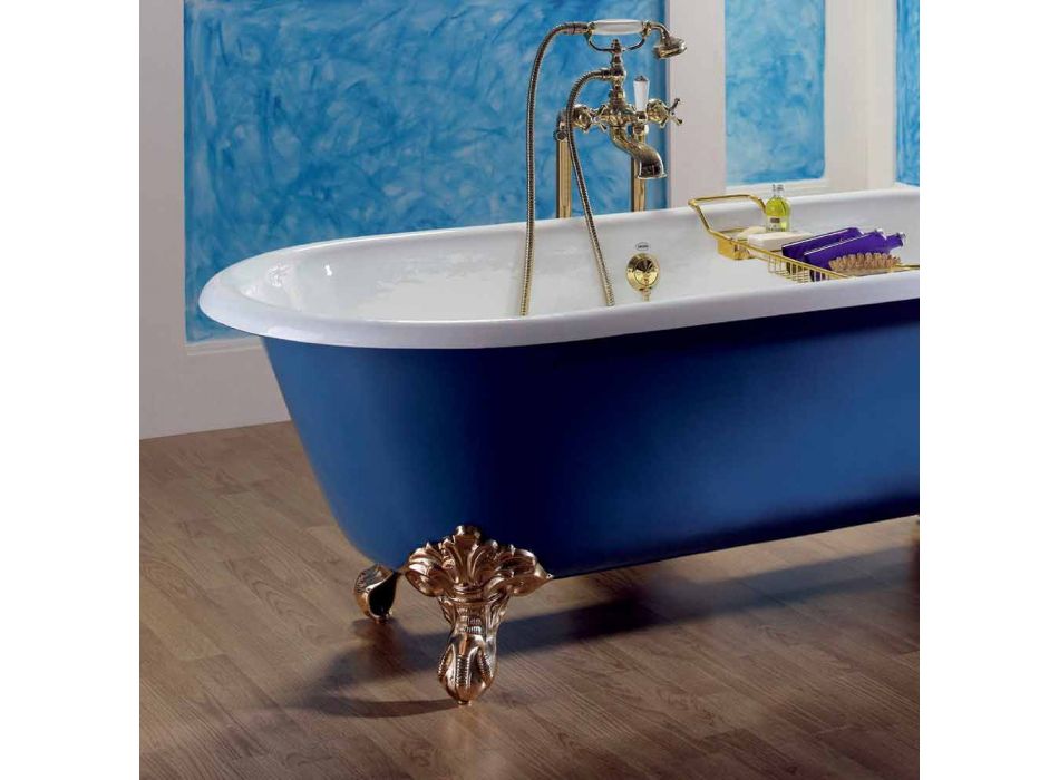 Bañera de hierro fundido pintado autoportante con los pies Diane viadurini