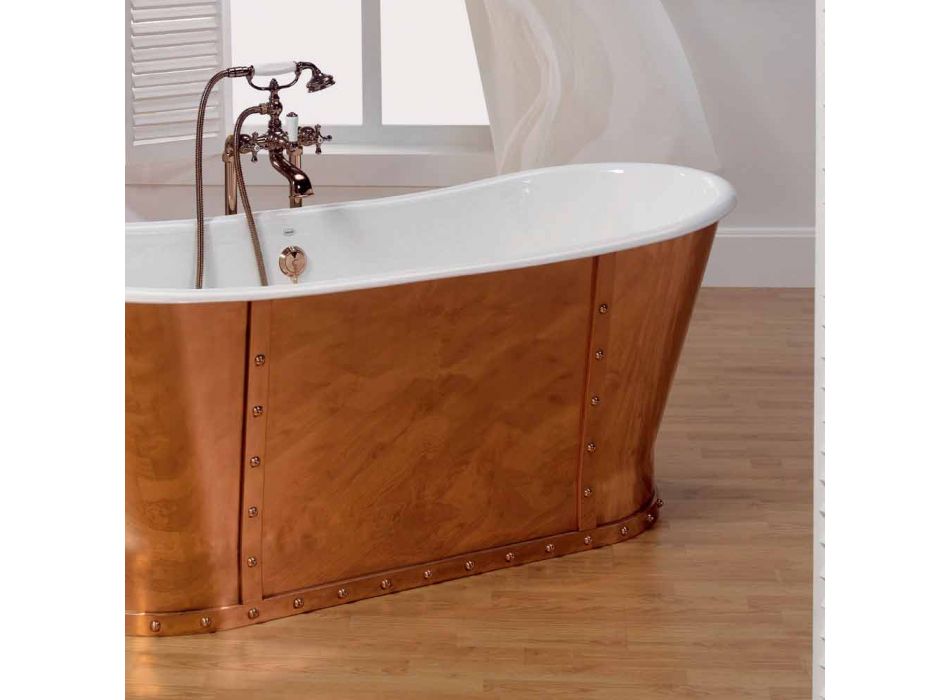 Bañera plateado baño de hierro fundido externamente Henry cobre viadurini