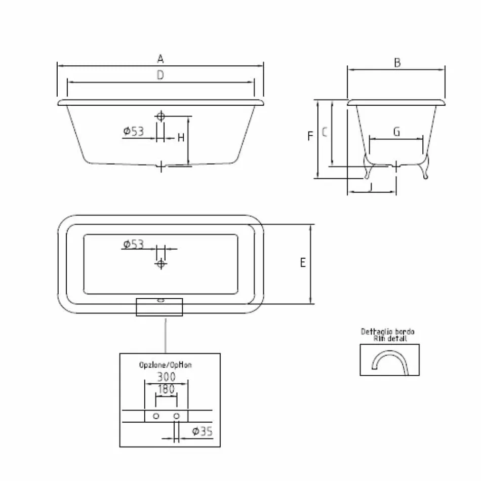 Bañera independiente vintage con pies, en hierro fundido - Nausica viadurini