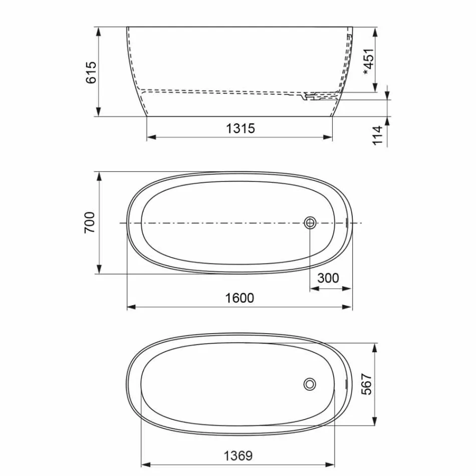 Bañera Independiente, Diseño Superficie Sólida Brillante / Mate - Velo viadurini