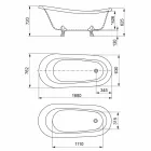 Bañera independiente, diseño victoriano en superficie sólida - Lluvia viadurini