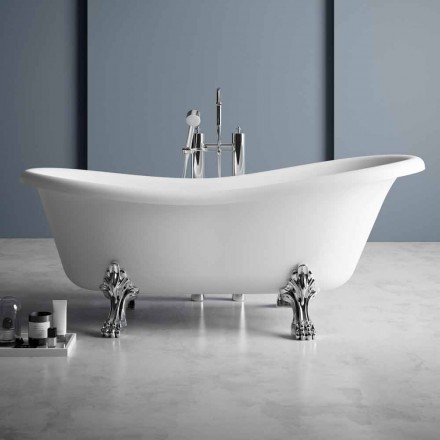Bañera independiente, diseño victoriano en superficie sólida - Lluvia viadurini