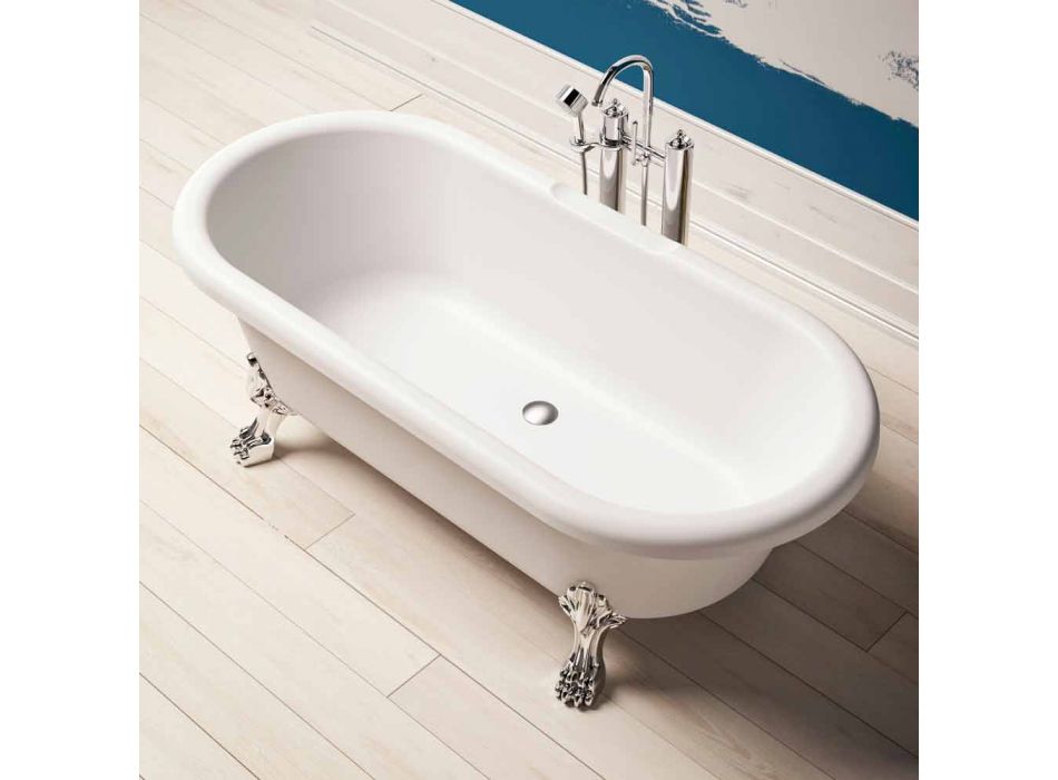 Diseño de baño independiente, pies en acabado cromado - Gratis viadurini