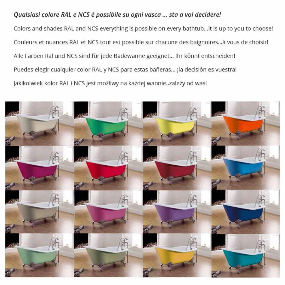 diseño de baño independiente de hierro fundido con los pies decorados Wanda viadurini