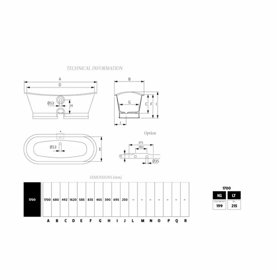 Bañera independiente con hoja de cobre de fundición cubierta exterior Bass viadurini