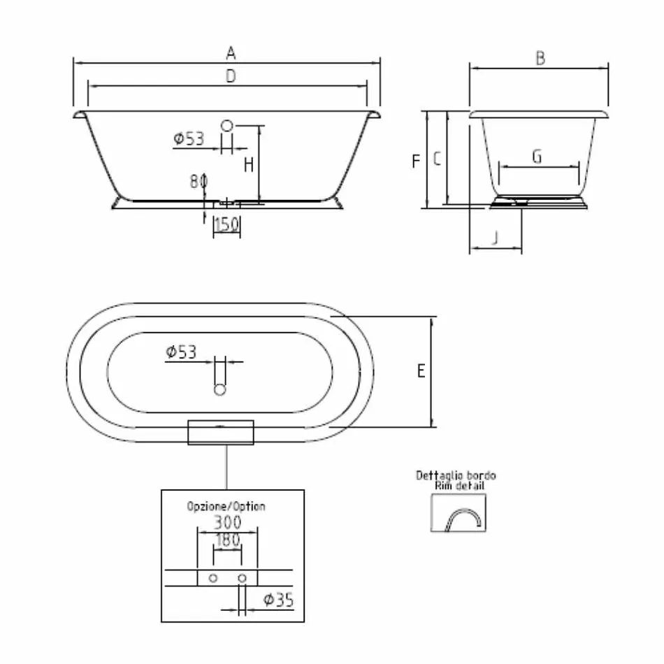 Bañera independiente de hierro fundido estilo vintage, Made in Italy - Orsola viadurini