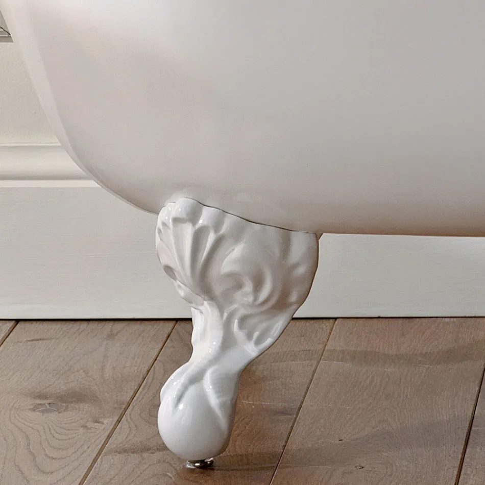 Bañera independiente vintage en hierro fundido blanco hecho en Italia - Paulina viadurini