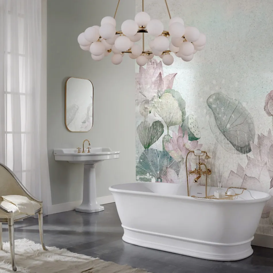 Bañera de superficie sólida con rebosadero integrado Made in Italy - Aurelio viadurini