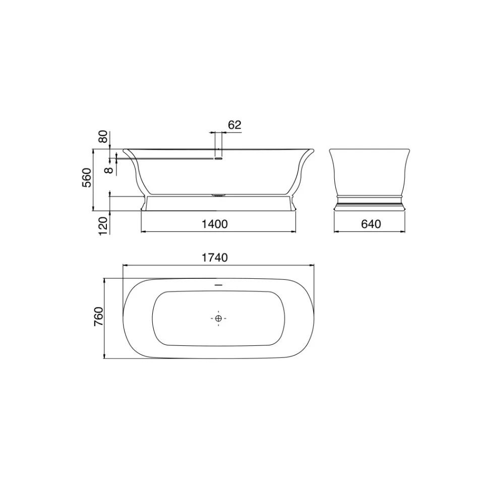 Bañera de superficie sólida con rebosadero integrado Made in Italy - Aurelio viadurini