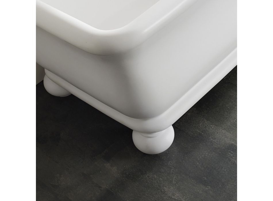 Bañera rectangular de superficie sólida con esquinas blandas Made in Italy - Fulvio viadurini