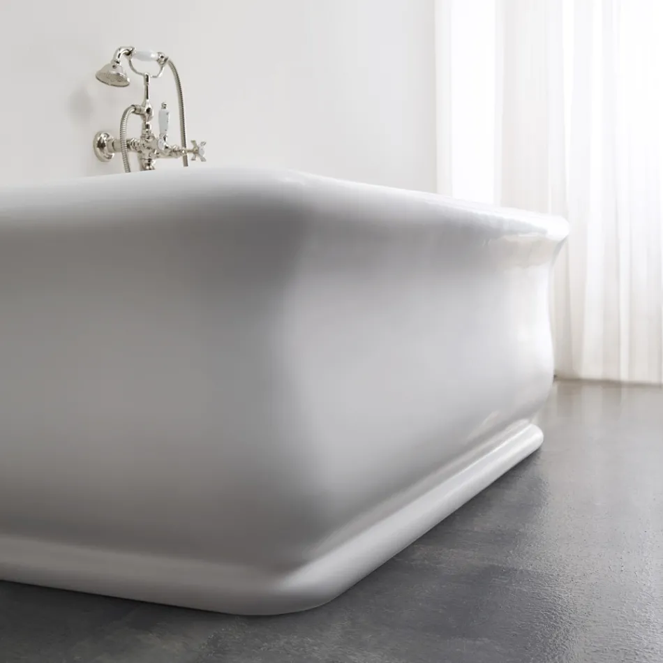 Bañera rectangular de superficie sólida con esquinas blandas Made in Italy - Fulvio viadurini