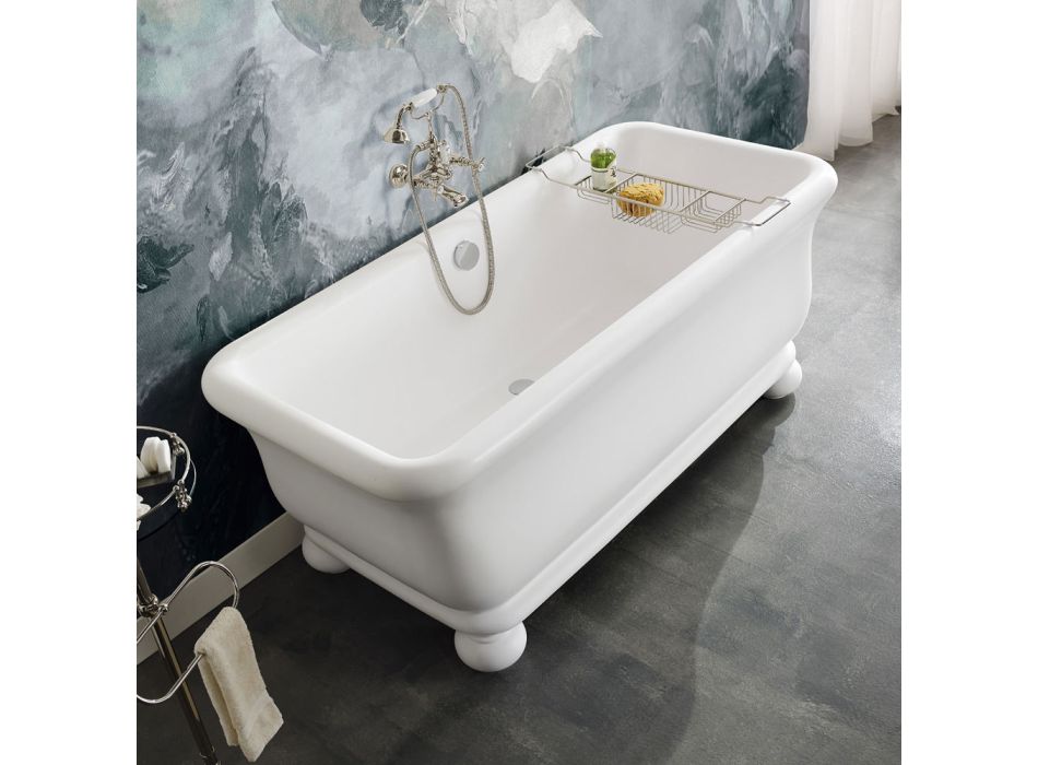 Bañera rectangular de superficie sólida con esquinas blandas Made in Italy - Fulvio viadurini