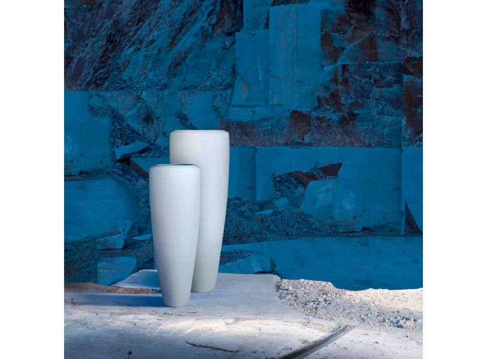 Jarrón alto artesanal de cerámica blanca mate Made in Italy - Capuano viadurini