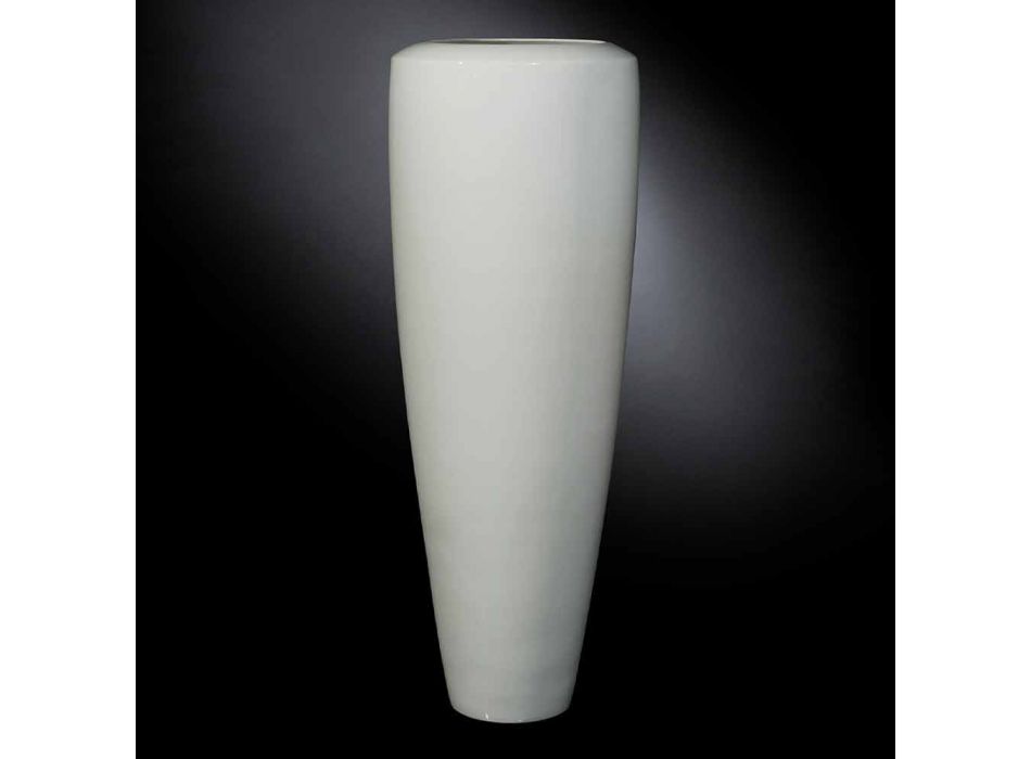 Jarrón alto artesanal de cerámica blanca mate Made in Italy - Capuano viadurini