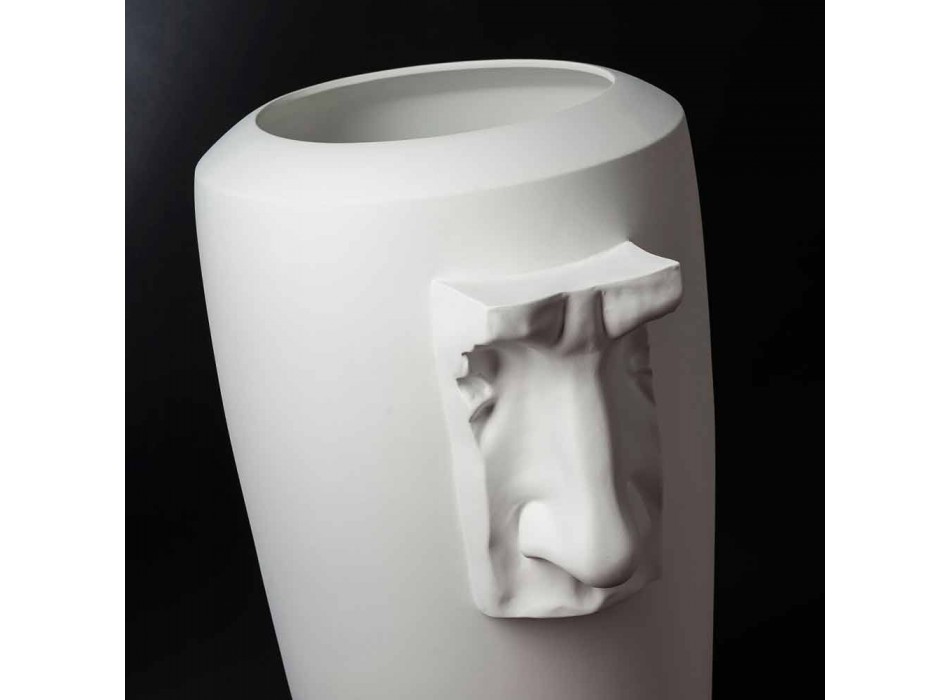Jarrón alto de interior de cerámica blanca hecho a mano en Italia - Capuano viadurini