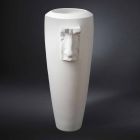Jarrón alto de interior de cerámica blanca hecho a mano en Italia - Capuano viadurini