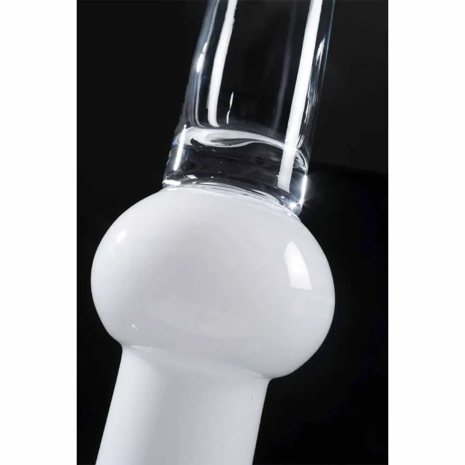 Jarrón alto de interior en vidrio transparente y blanco Made in Italy - Ludovico viadurini
