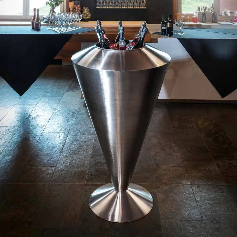 Jarrón decorativo alto en acero satinado Made in Italy Fine - Vesper viadurini