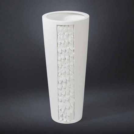 Jarrón decorativo alto de cerámica blanca con decoración Made in Italy - Calisto viadurini