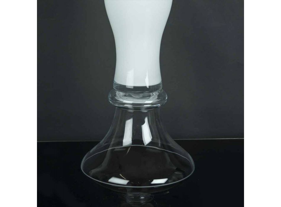 Jarrón alto decorativo de vidrio transparente y blanco Made in Italy - Gondo viadurini