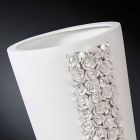 Jarrón alto de cerámica blanca con decoración hecha a mano en Italia - Calisto viadurini