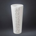 Jarrón alto de cerámica blanca con decoración hecha a mano en Italia - Calisto