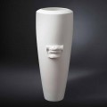 Jarrón alto de cerámica blanca hecho a mano con decoración Made in Italy - Capuano
