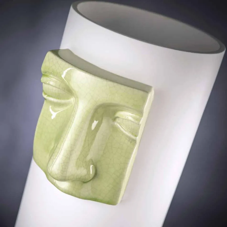 Jarrón alto moderno de cerámica blanca con inserto de color Made in Italy - Lexi viadurini