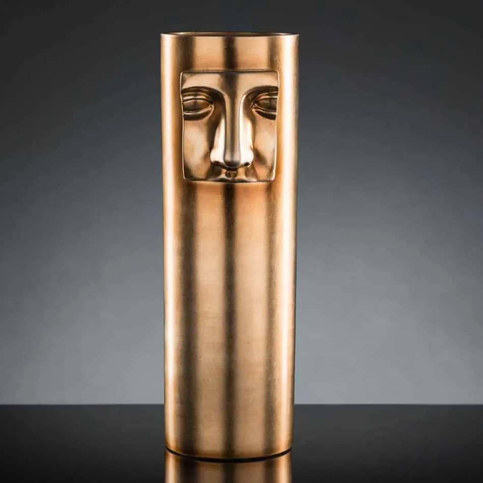 Jarrón alto moderno de cerámica blanca con inserto de color Made in Italy - Lexi viadurini