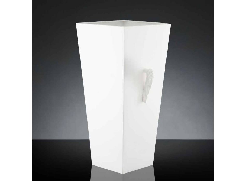 Jarrón alto de interior de cerámica blanca hecho a mano en Italia - Jacky viadurini