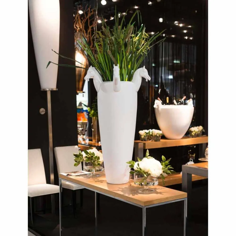 Jarrón alto para interior de cerámica blanca o dorado brillante Made in Italy - Jacky viadurini