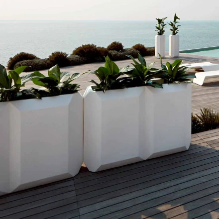 Jarrón blanco para interiores o exteriores en plástico de 3 tamaños - Gem by Myyour viadurini