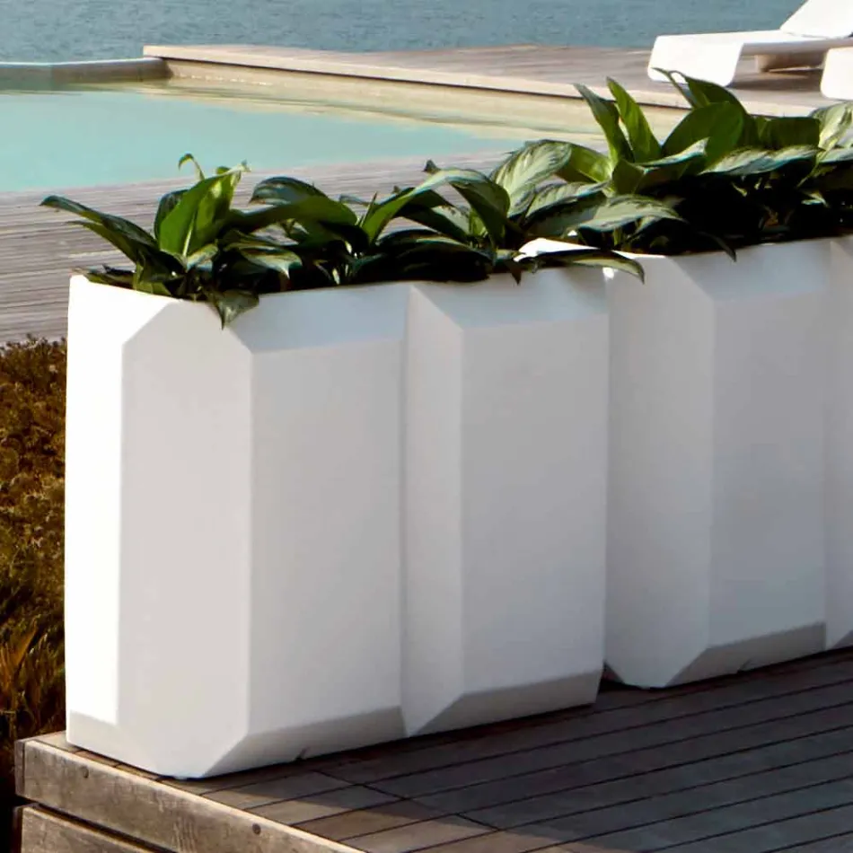 Jarrón blanco para interiores o exteriores en plástico de 3 tamaños - Gem by Myyour viadurini